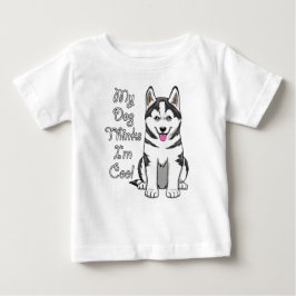 私の犬は私がクールだと思っている シベリアンハスキー 犬のデザイン ベビーTシャツ