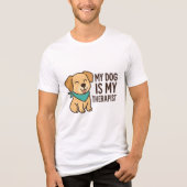 私の犬は私のセラピストです 面白い犬好きの引用 トライブレンドＴシャツ (正面)