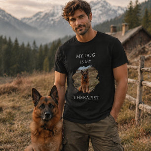 私の犬は私のセラピストの写真黒 Tシャツ