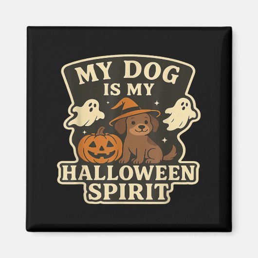 私の犬は私のハロウィンの精神 _ 面白い犬好き マグネット (正面)