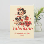 私の犬は私のバレンタインおもしろいレトロバレンタインデー シーズンカード (スタンド正面)