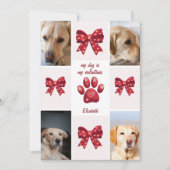 私の犬は私のバレンタインの弓 4 枚の写真 シーズンカード (正面)