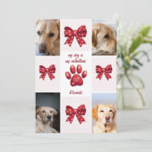 私の犬は私のバレンタインの弓 4 枚の写真 シーズンカード (スタンド正面)