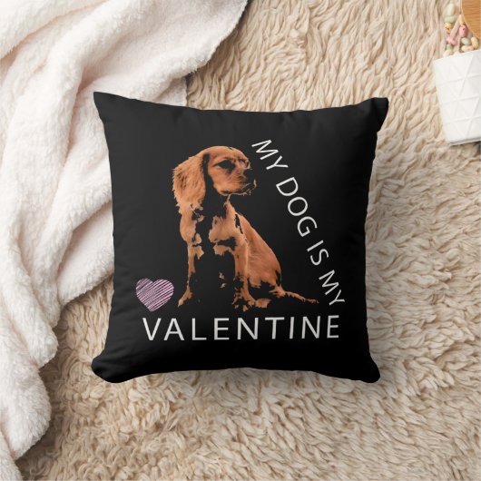 私の犬は私のバレンタインピンクハートバレンタインデー クッション (ブランケット)