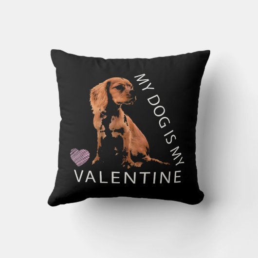 私の犬は私のバレンタインピンクハートバレンタインデー クッション (裏面)