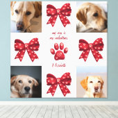 私の犬は私のバレンタイン弓4写真 キャンバスプリント (インサイチュ (ウッドフロア))