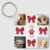 私の犬は私のバレンタイン弓4写真 キーホルダー (正面)