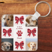 私の犬は私のバレンタイン弓4写真 キーホルダー (裏面)