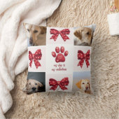 私の犬は私のバレンタイン弓4写真 クッション (ブランケット)