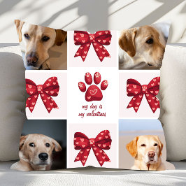 私の犬は私のバレンタイン弓4写真 クッション