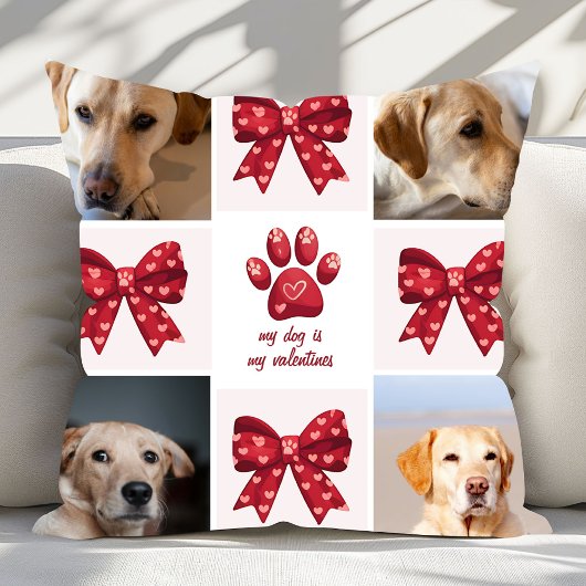 私の犬は私のバレンタイン弓4写真 クッション