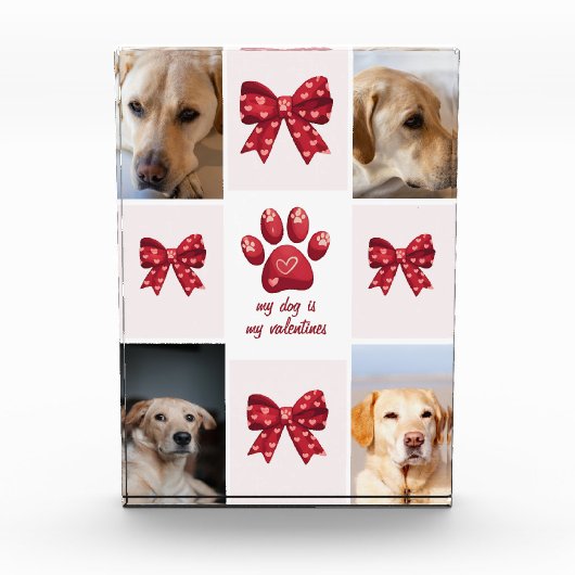 私の犬は私のバレンタイン弓4写真 フォトブロック (正面)