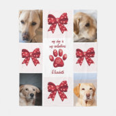 私の犬は私のバレンタイン弓4写真 フリースブランケット (正面)