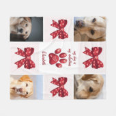 私の犬は私のバレンタイン弓4写真 フリースブランケット (正面(横))