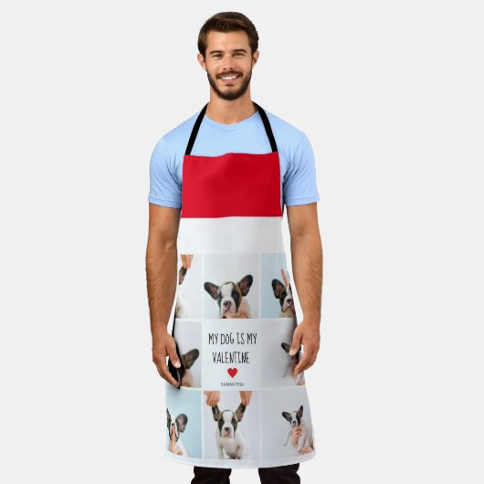 私の犬は私のバレンタイン |犬の写真2枚 エプロン (着用した状態)