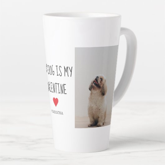 私の犬は私のバレンタイン |犬の写真2枚 カフェラテマグ (右アングル)