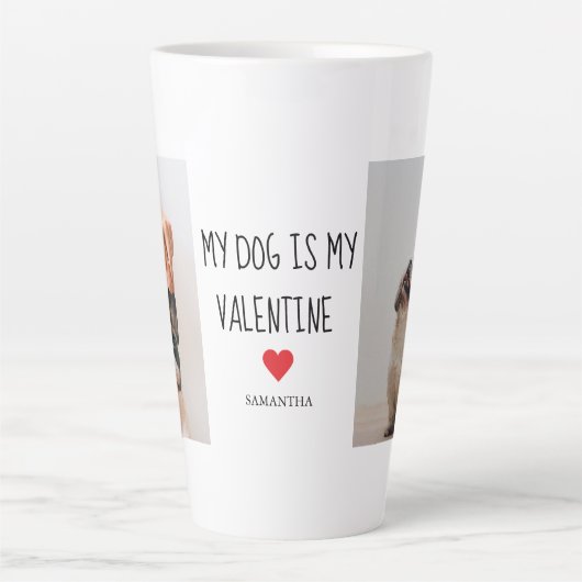 私の犬は私のバレンタイン |犬の写真2枚 カフェラテマグ (正面)