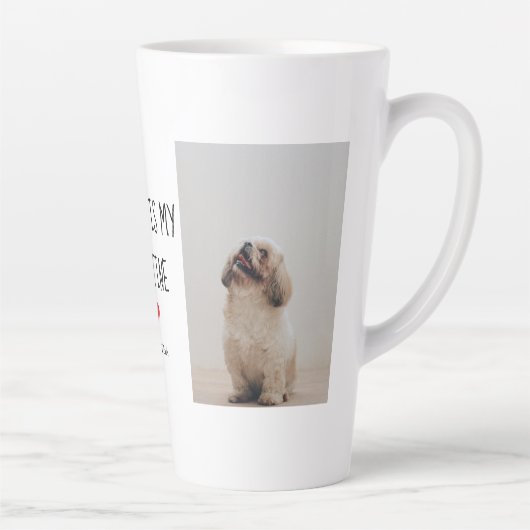 私の犬は私のバレンタイン |犬の写真2枚 カフェラテマグ (右)