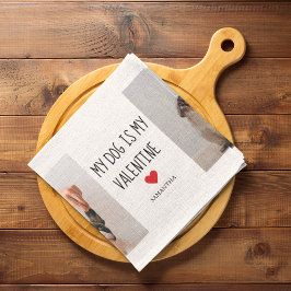 私の犬は私のバレンタイン |犬の写真2枚 キッチンタオル