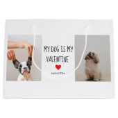 私の犬は私のバレンタイン |犬の写真2枚 ラージペーパーバッグ (正面)