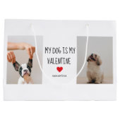 私の犬は私のバレンタイン |犬の写真2枚 ラージペーパーバッグ (裏面)