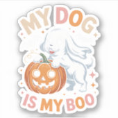 私の犬は私のブーがおかしいハロウィーンだ シール (正面)
