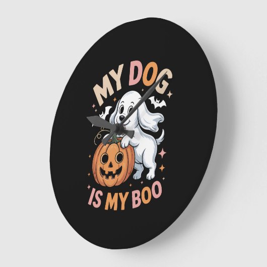 私の犬は私のブーがおかしいハロウィーンだ ラージ壁時計 (傾斜)