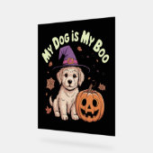 私の犬は私のブーのハロウィーンだ アクリルサイン (傾斜)