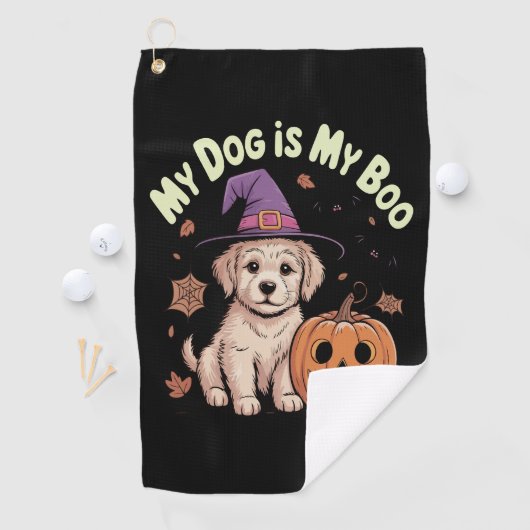 私の犬は私のブーのハロウィーンだ ゴルフタオル (インサイチュ)