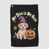 私の犬は私のブーのハロウィーンだ ゴルフタオル (正面)
