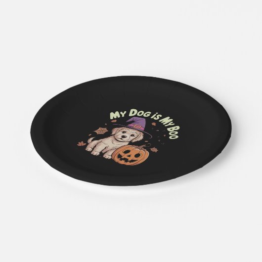 私の犬は私のブーのハロウィーンだ ペーパープレート (アングル)