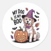 私の犬は私のブーのハロウィーンだ ラウンドシール (正面)