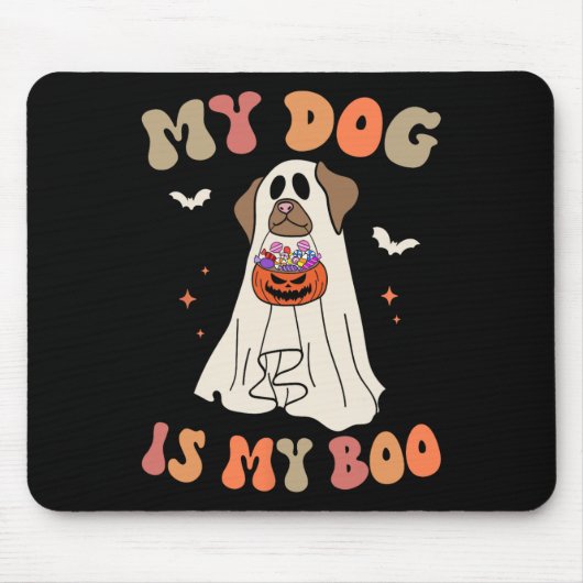 私の犬は私のブー幽霊不気味ハロウィーン犬の恋人 マウスパッド (正面)