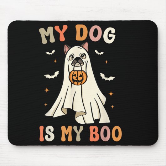 私の犬は私のブー ハロウィーンの幽霊犬 スプーキー マウスパッド (正面)