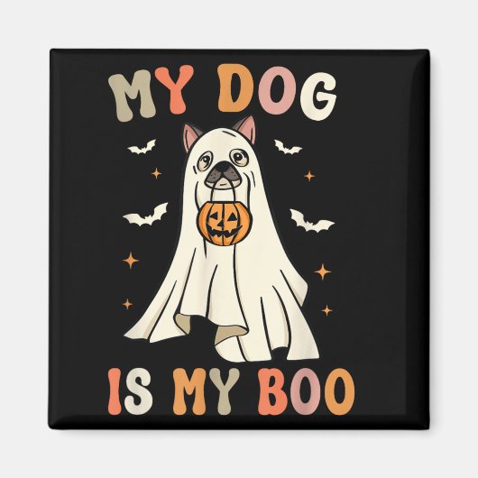私の犬は私のブー ハロウィーンの幽霊犬 スプーキー マグネット (正面)