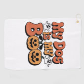 私の犬は私のブー、先生、おもしろい犬恋人エデュカート ゴルフタオル (横)