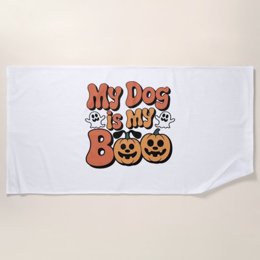 私の犬は私のブー、先生、おもしろい犬恋人エデュカート ビーチタオル (正面)