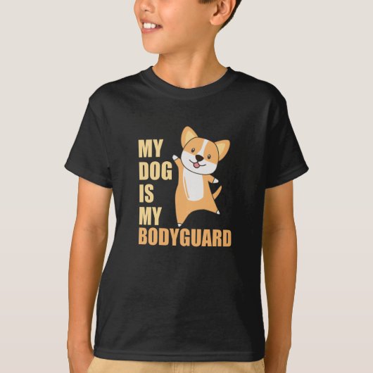 私の犬は私のボディガードドッグコーギかわいい動物 Tシャツ (正面)