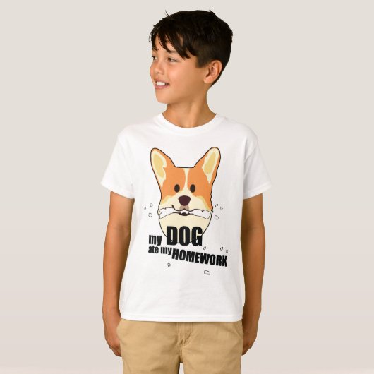 私の犬は私の宿題を食べました Tシャツ (正面フル)