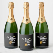 私の犬は蜂のTシャツを着た スパークリングワインラベル (ボトル)