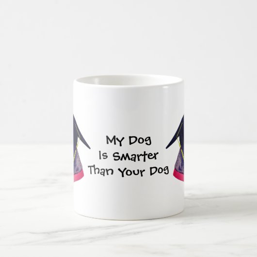 私の犬は頭が切れる君のドバーマンよおもしろい コーヒーマグカップ (中央)