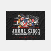 私の犬もトランプが大好きなベルネーゼおもしろい山 フリースブランケット (正面(横))