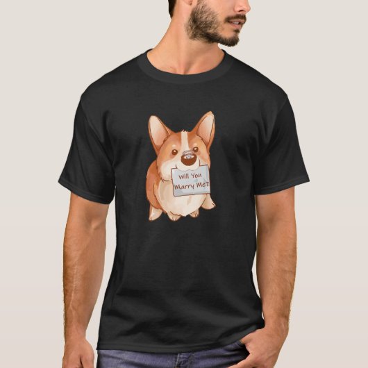 私の犬を結婚するかブリードコーギ婚約リング Tシャツ (正面)
