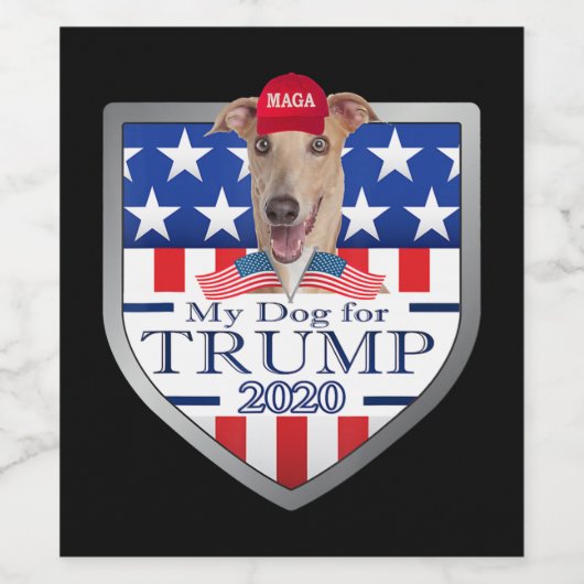 私の犬トランプ2020グレイハウンド眼鏡を着て ワインラベル (シングルラベル)