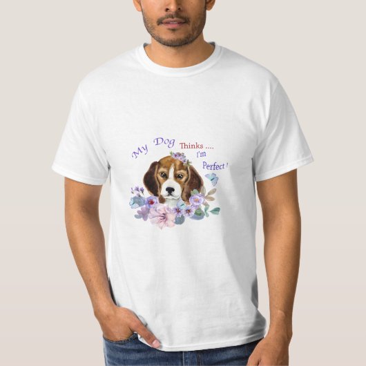 私の犬考えは完全な犬のイラストレーション Tシャツ (正面)