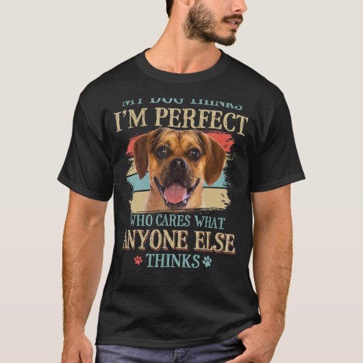 私の犬考え私は完璧なパグル犬のレトロスタイル Tシャツ (正面)