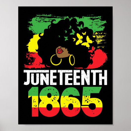 私の独立記念日はジューンティーンス Juneteenth 黒人女性 ブラック ポスター (正面)
