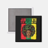 私の独立記念日アフロ女性ガールズキッズ マグネット (正面/裏面)