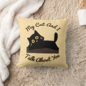 私の猫があなたについておもしろい話す引用文黒猫ベージュ クッション (ブランケット)