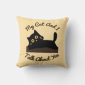 私の猫があなたについておもしろい話す引用文黒猫ベージュ クッション (正面)